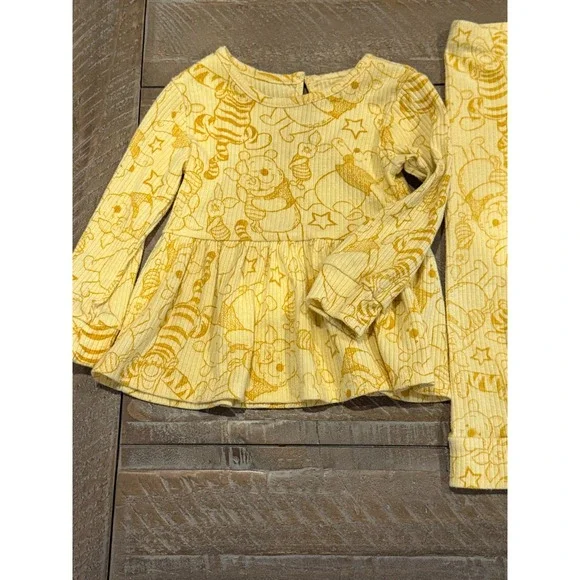 Disney Winnie the Pooh Yellow Ribbed Top & Leggings Set – Size 18‎ Months - Picture 2 of 12